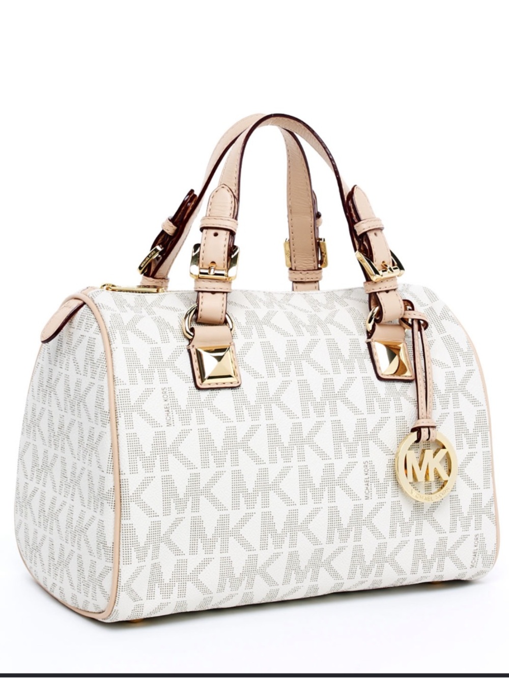 Michael Kors Vanilla and vanilla MK logo Signature Satchel bag